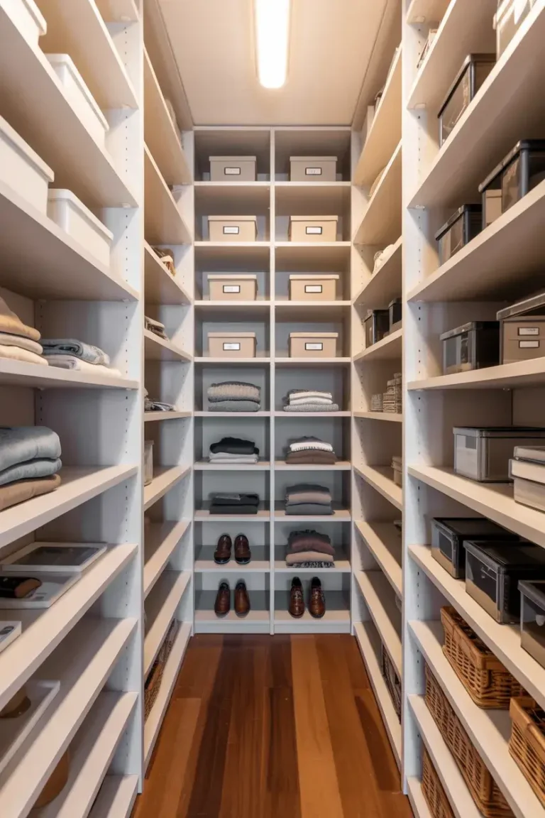 narrow walk in closet ideas