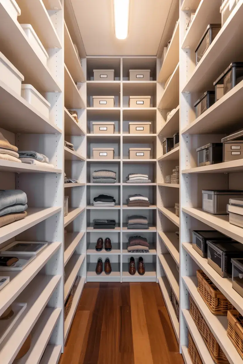 narrow walk in closet ideas